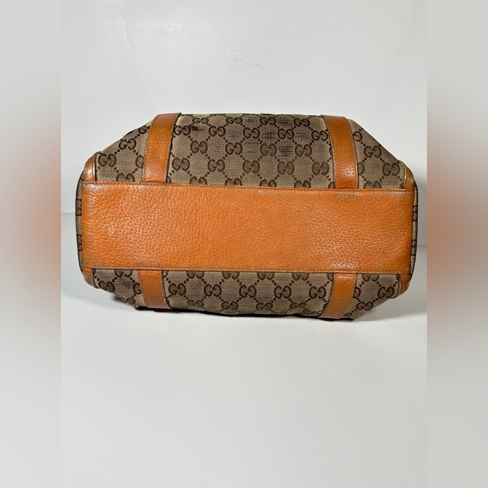 GUCCI Mini Boston Bag Abby GG Canvas BRW Distressed Designer Hand Bag Authentic - Picture 12 of 16